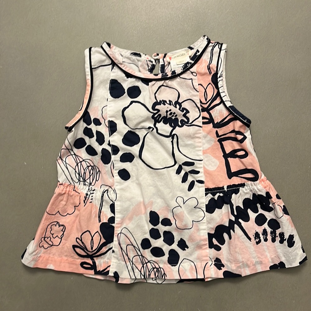 Crewcuts Abstract Floral Cotton Peplum Tank Girls Size 4